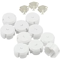 com-four® Protección de Enchufe 10x con Llave de Metal: protección óptima para bebés y niños pequeños (10 Piezas)